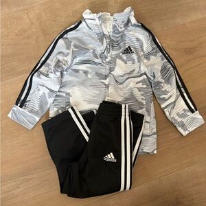 adidas White & Black Kids Two-Piece Track Set